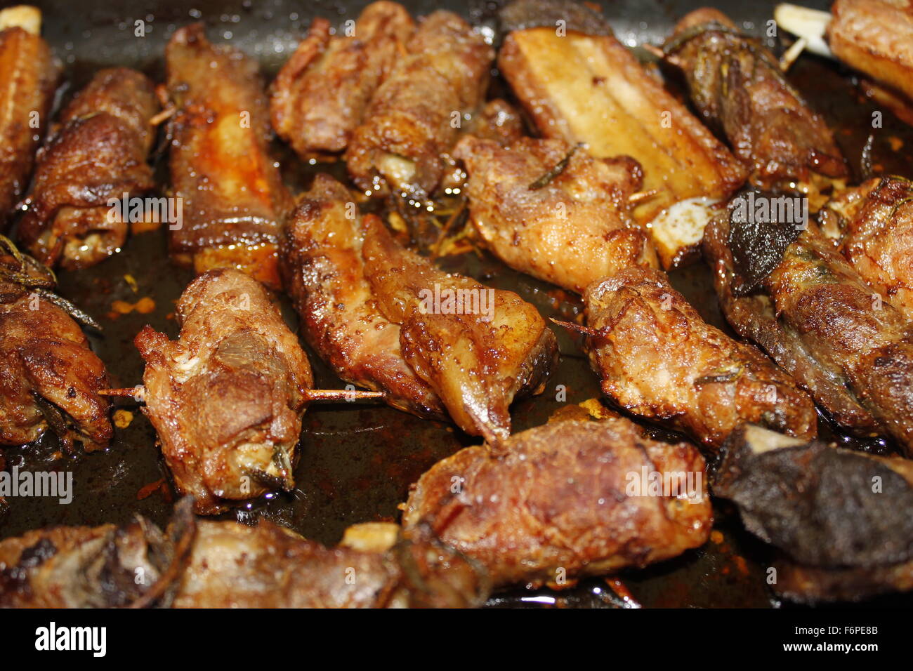 meat roulade with sage baked Stock Photo