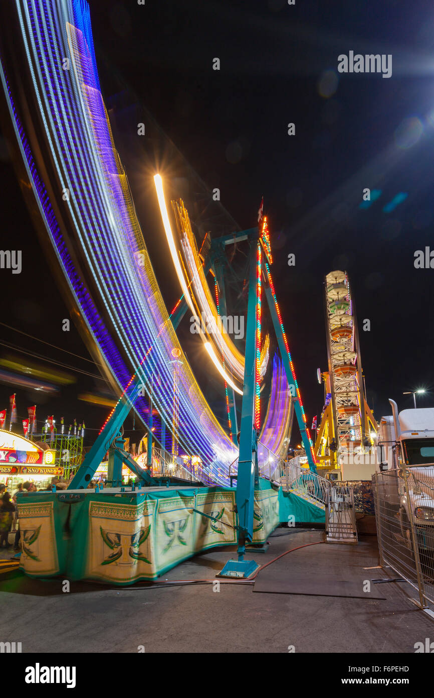 The Pharaoh's Fury ride at the Canadian National Exhibition (CNE). Toronto, Ontario, Canada. Stock Photo