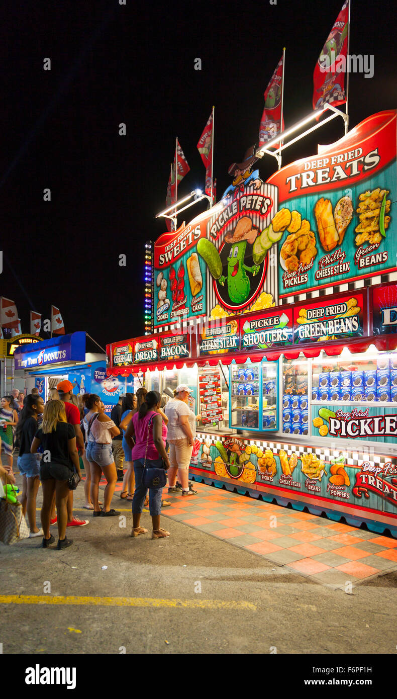 A lineup at the Pete's Pickles stand. Canadian National Exhibition (CNE), Toronto, Ontario, Canada. Stock Photo