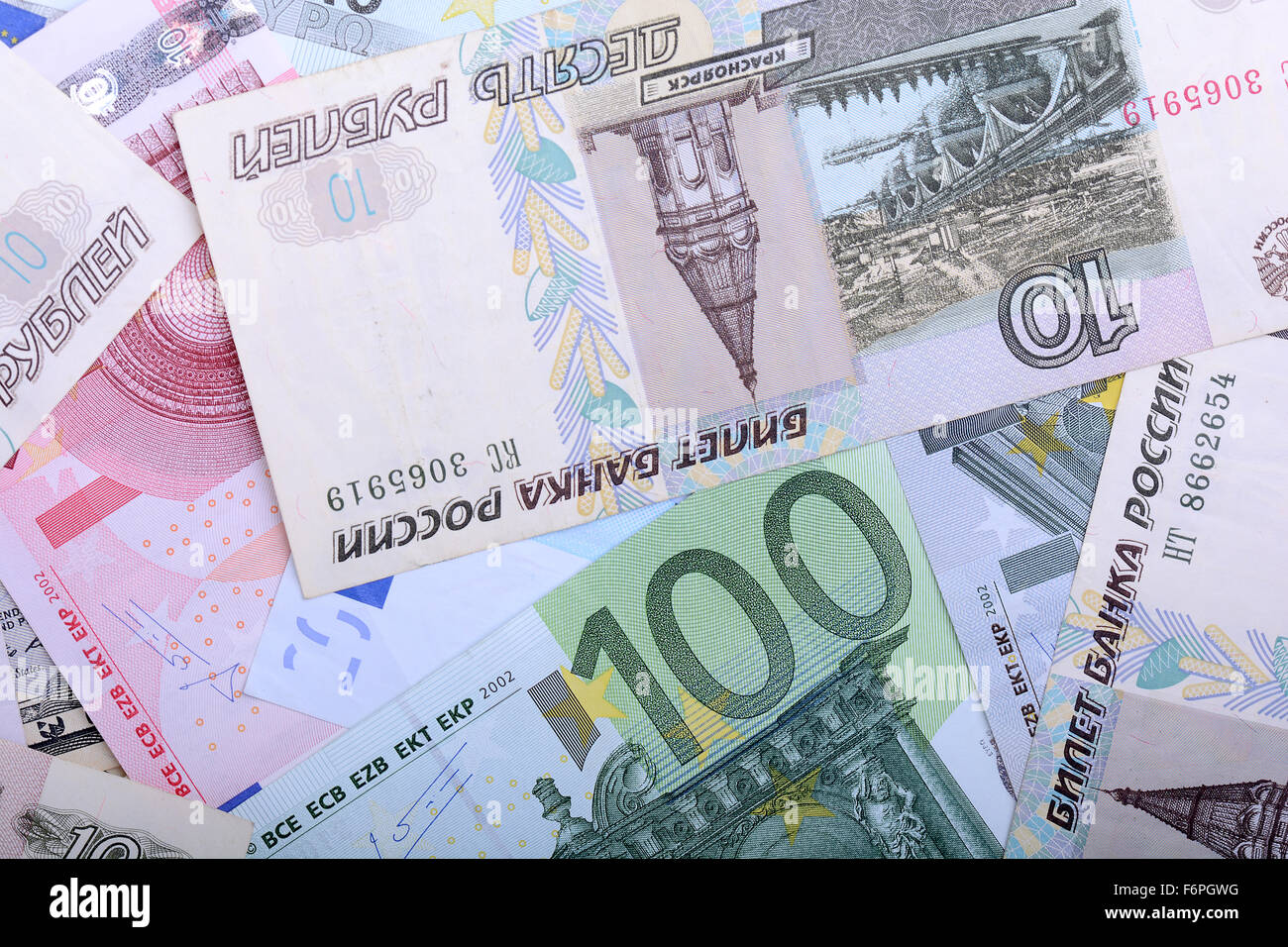 Russia Roubes Dollars, euros, russian roubles - Money of the world Stock Photo - Alamy