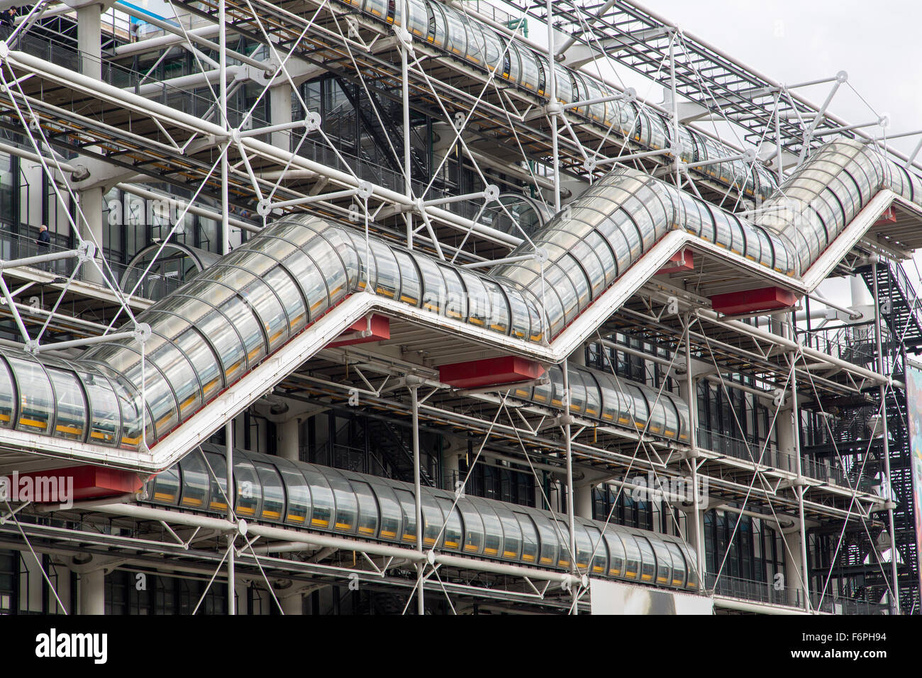 The Centre Pompidou in Paris designed in the style of high-tech architecture Stock Photo