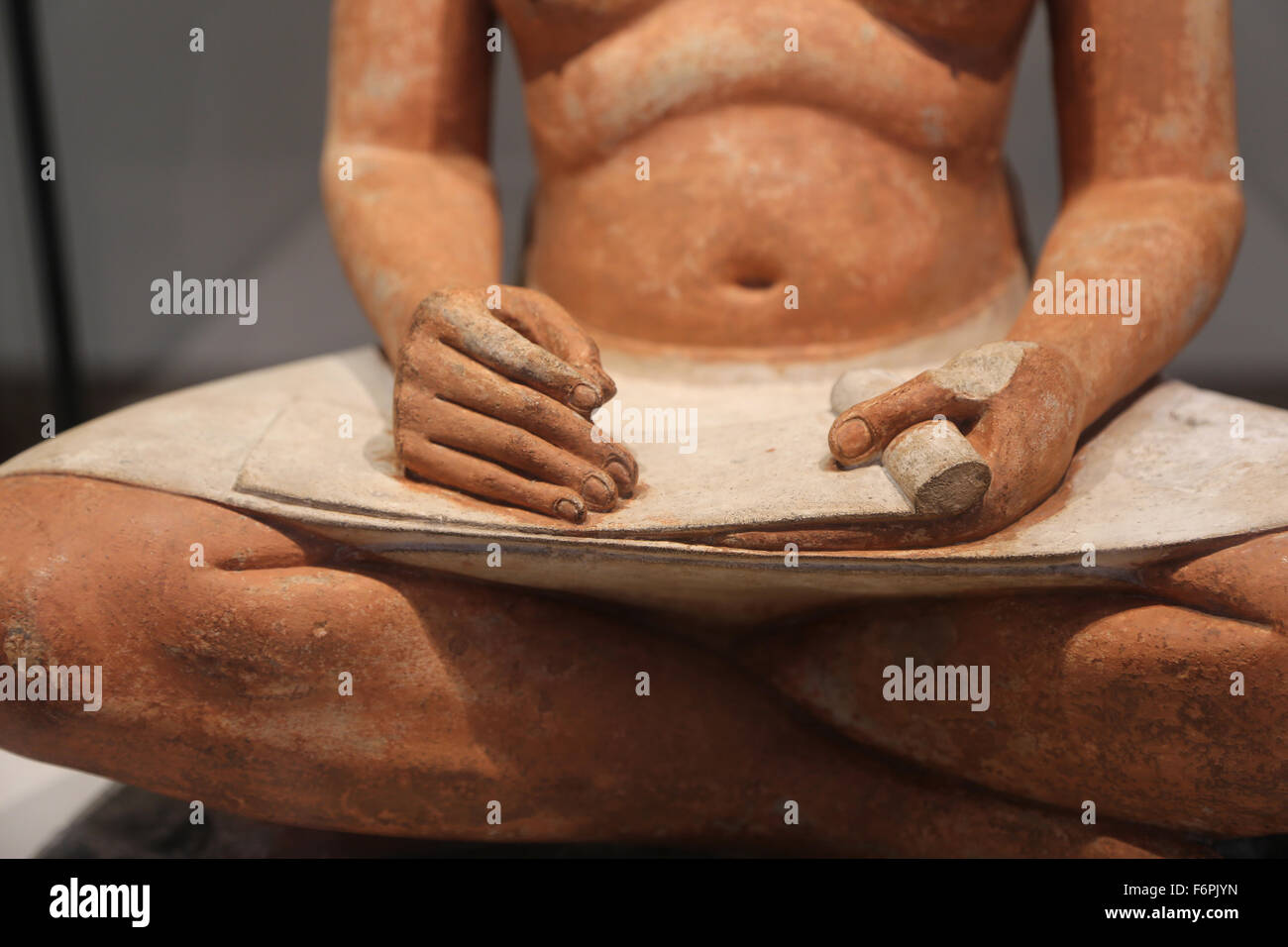 Egyptian art. Seated Scribe. Old Kingdom. 2620-2500 BC. Louvre Museum. Paris. France. Stock Photo