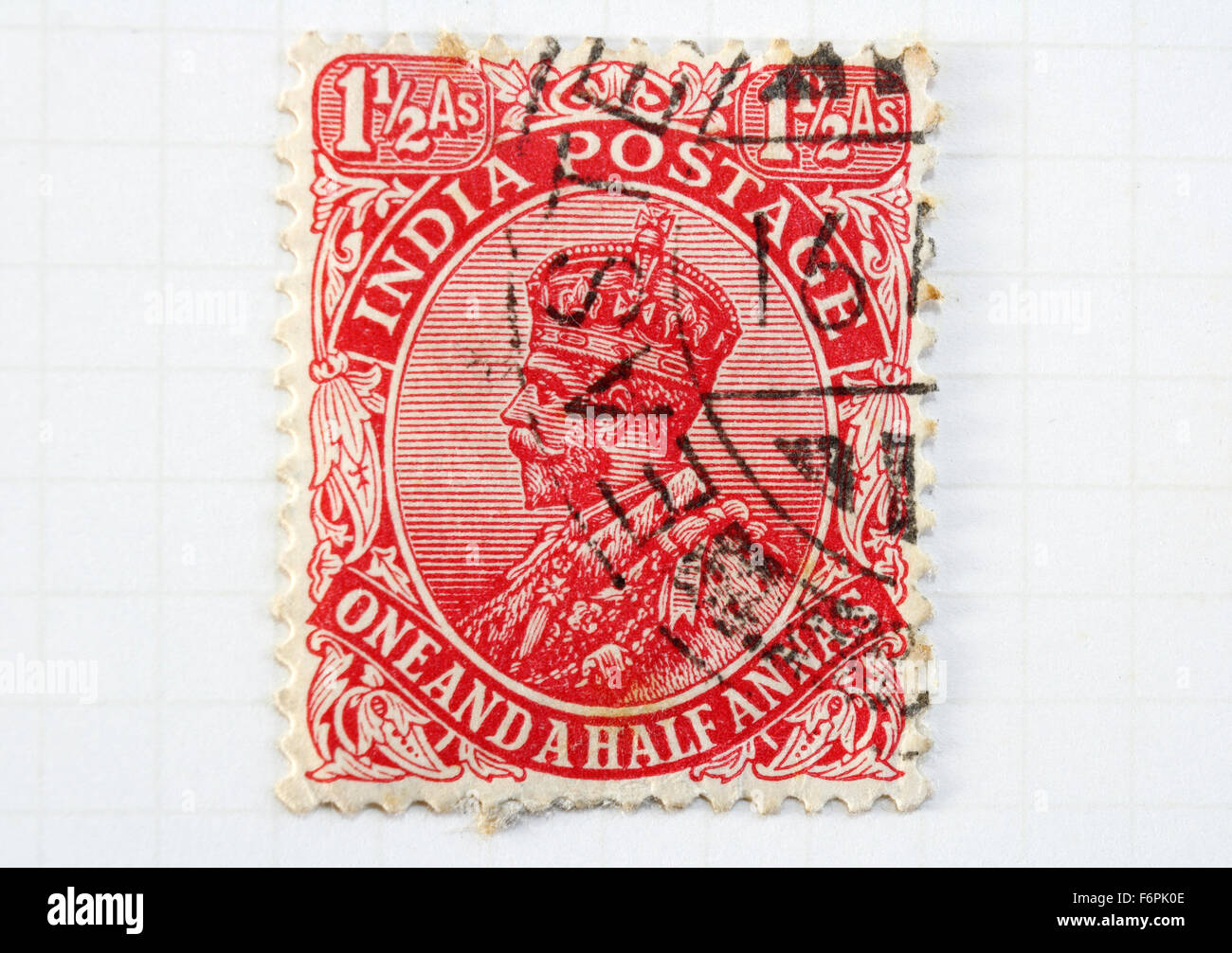 King George V Fifth India Postage Stamp Collecting. British Empire Stock Photo