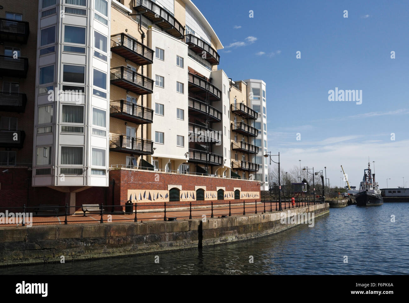 Modern housing development at Cardiff docks Roath basin, Cardiff Bay UK