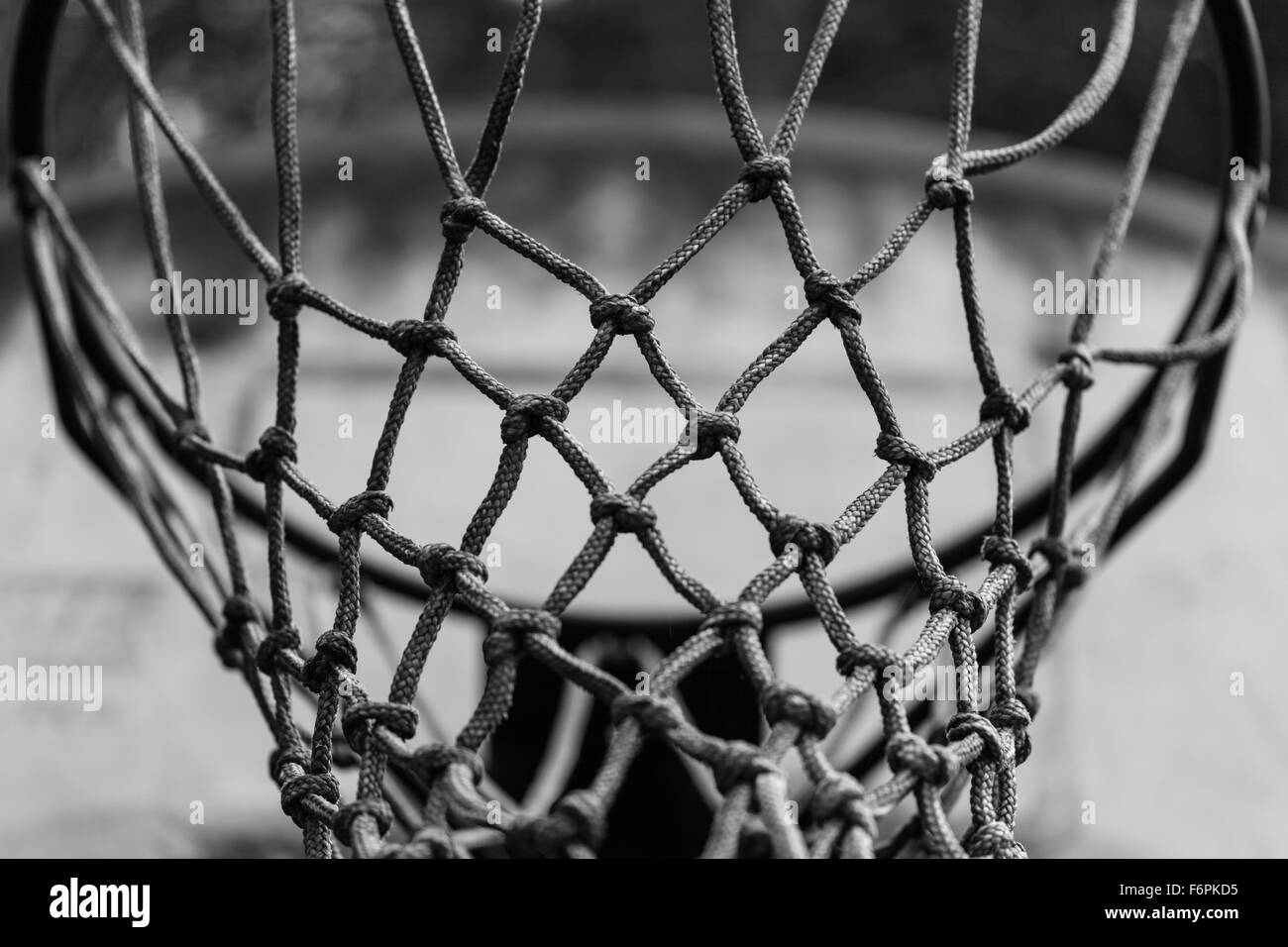 Abstract black and white image of a basketball net Stock Photo