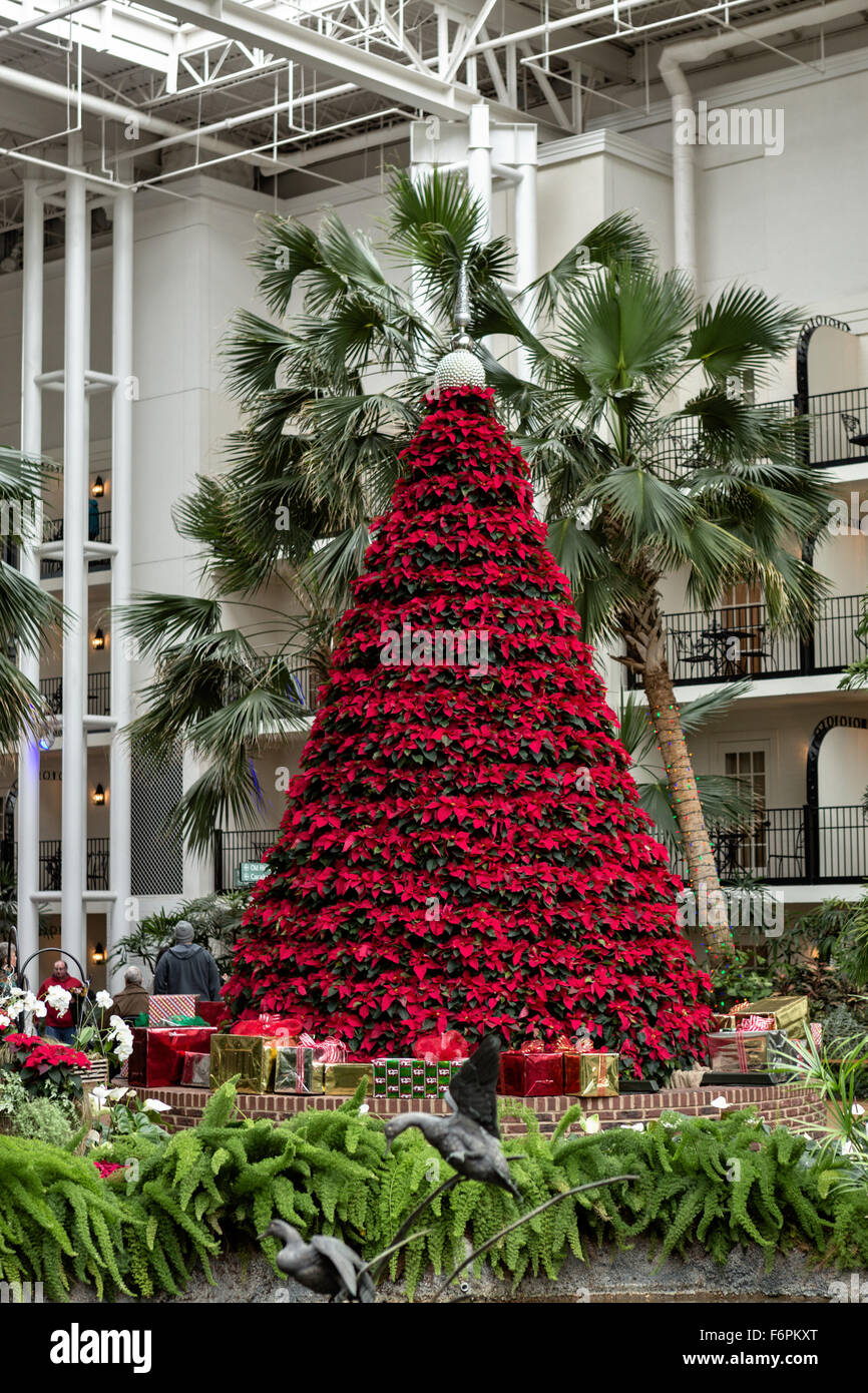 Giant Christmas tree inside the Cascades Atrium at the Gaylord Opryland Resort in Nashville, TN