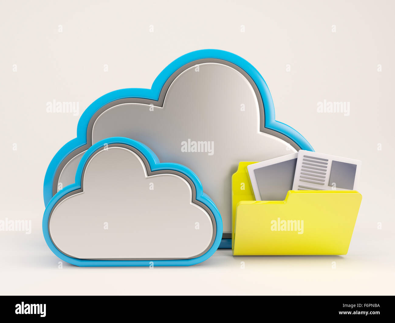 3D Render of Cloud Drive Icon Stock Photo