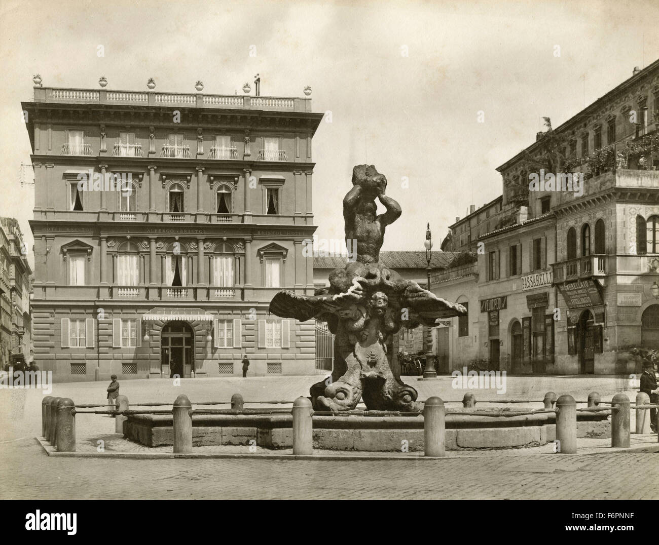 The Triton Fountain in Piazza Barberini, Rome, Italy Stock Photo
