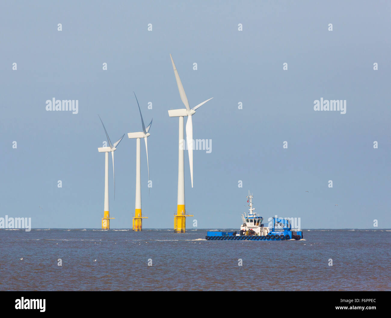 Scroby Sands offshore wind turbines near Great Yarmouth, UK Stock Photo