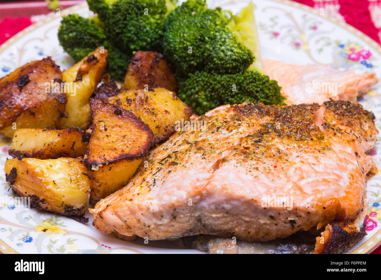 cooked salmon meal Stock Photo