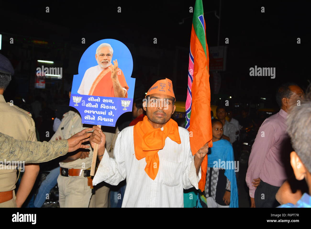 AHMEDABAD, GUJARAT/INDIA - 17 November 2015 : Road show by CM Anandi Patel  in Ahmedabad, India. Stock Photo