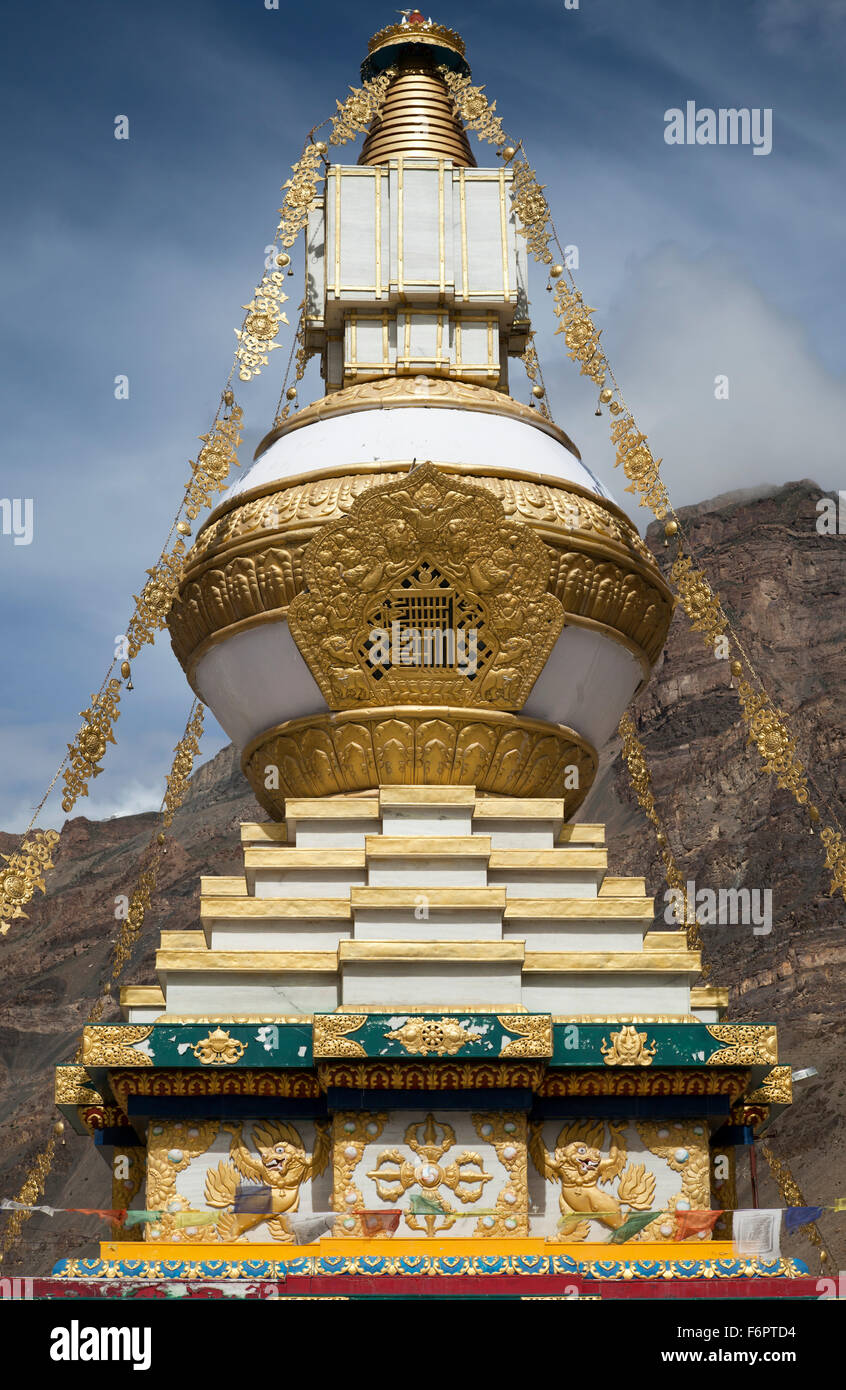 Gold covered Buddhist stupa in the ancient Tabo monastery, Spiti Valley