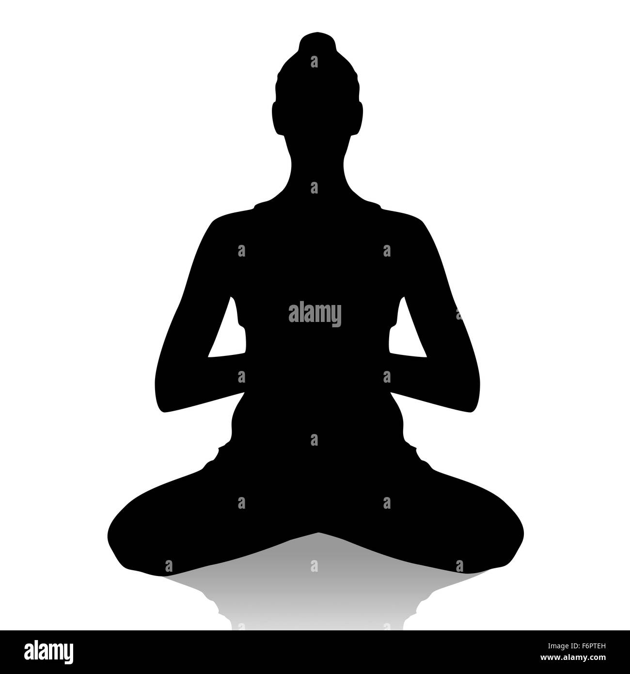 Silhouette of  woman in yoga position Stock Photo