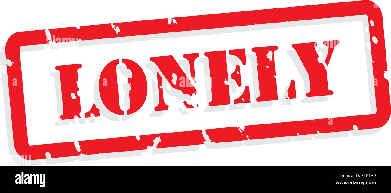 Lonely red rubber stamp vector for mental health concept Stock Vector