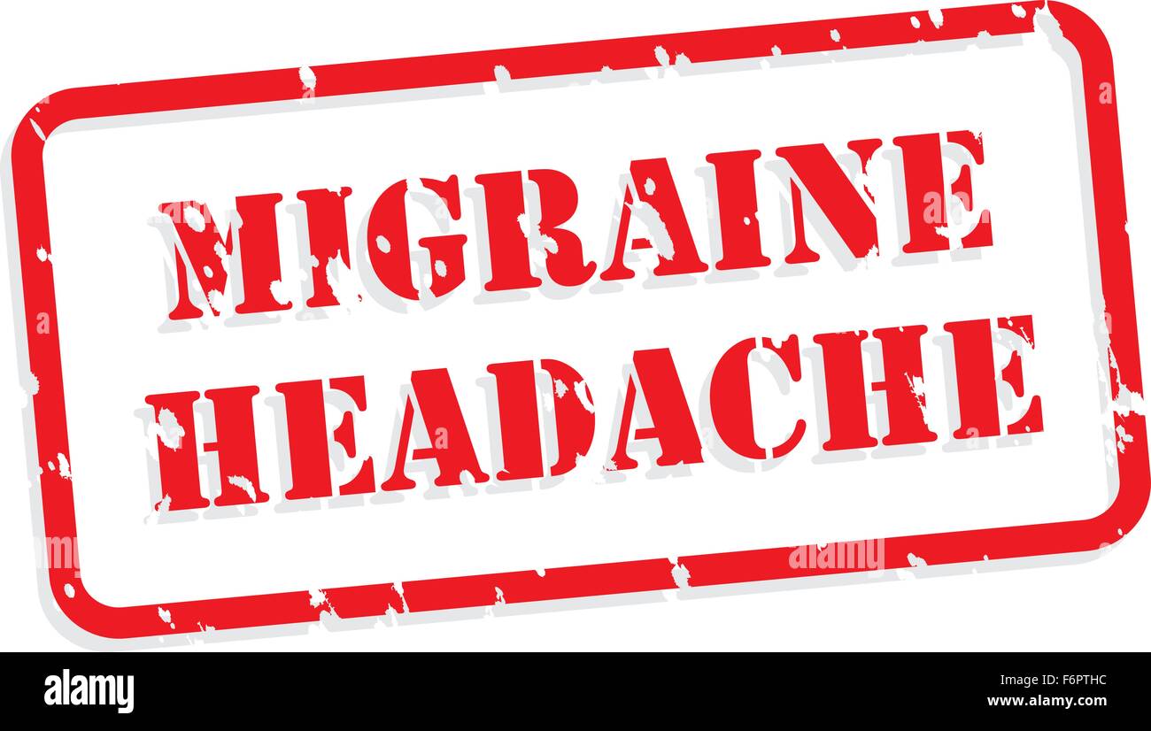 Migraine headache red rubber stamp vector for mental health concept Stock Vector