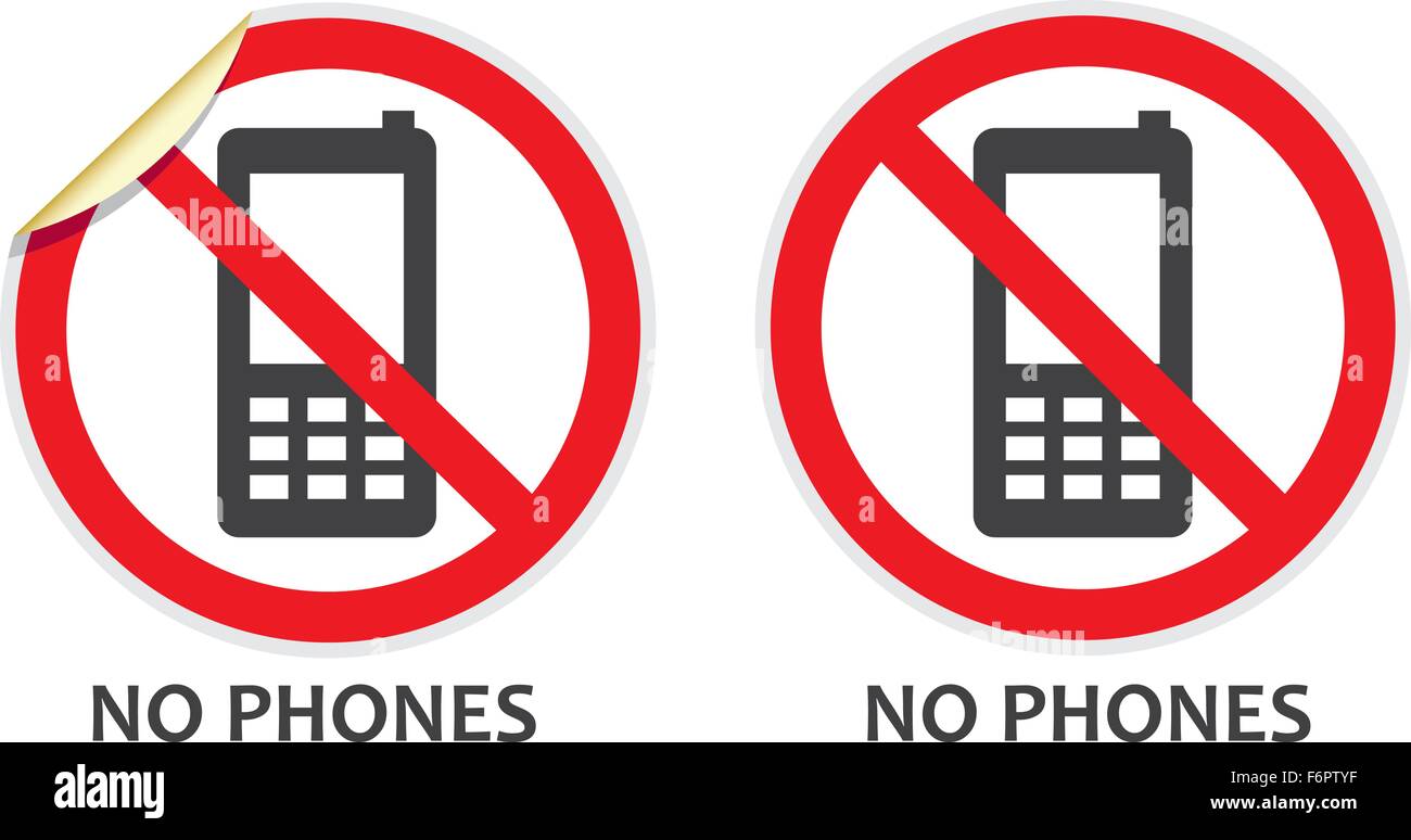 No phones signs in two vector styles depicting banned activities Stock Vector
