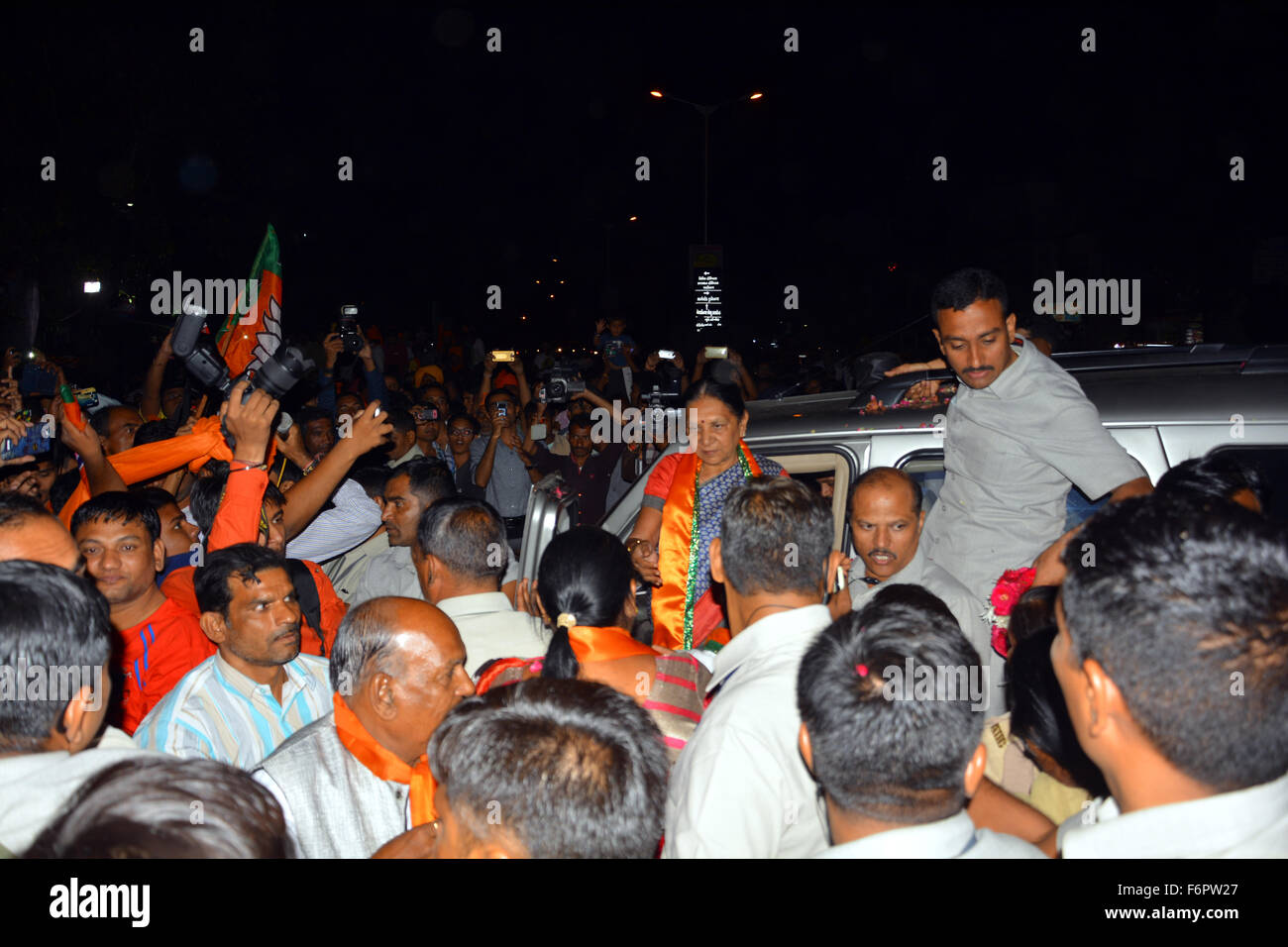 AHMEDABAD, GUJARAT/INDIA - 17 November 2015 : Road show by CM Anandi Patel  in Ahmedabad, India. Stock Photo