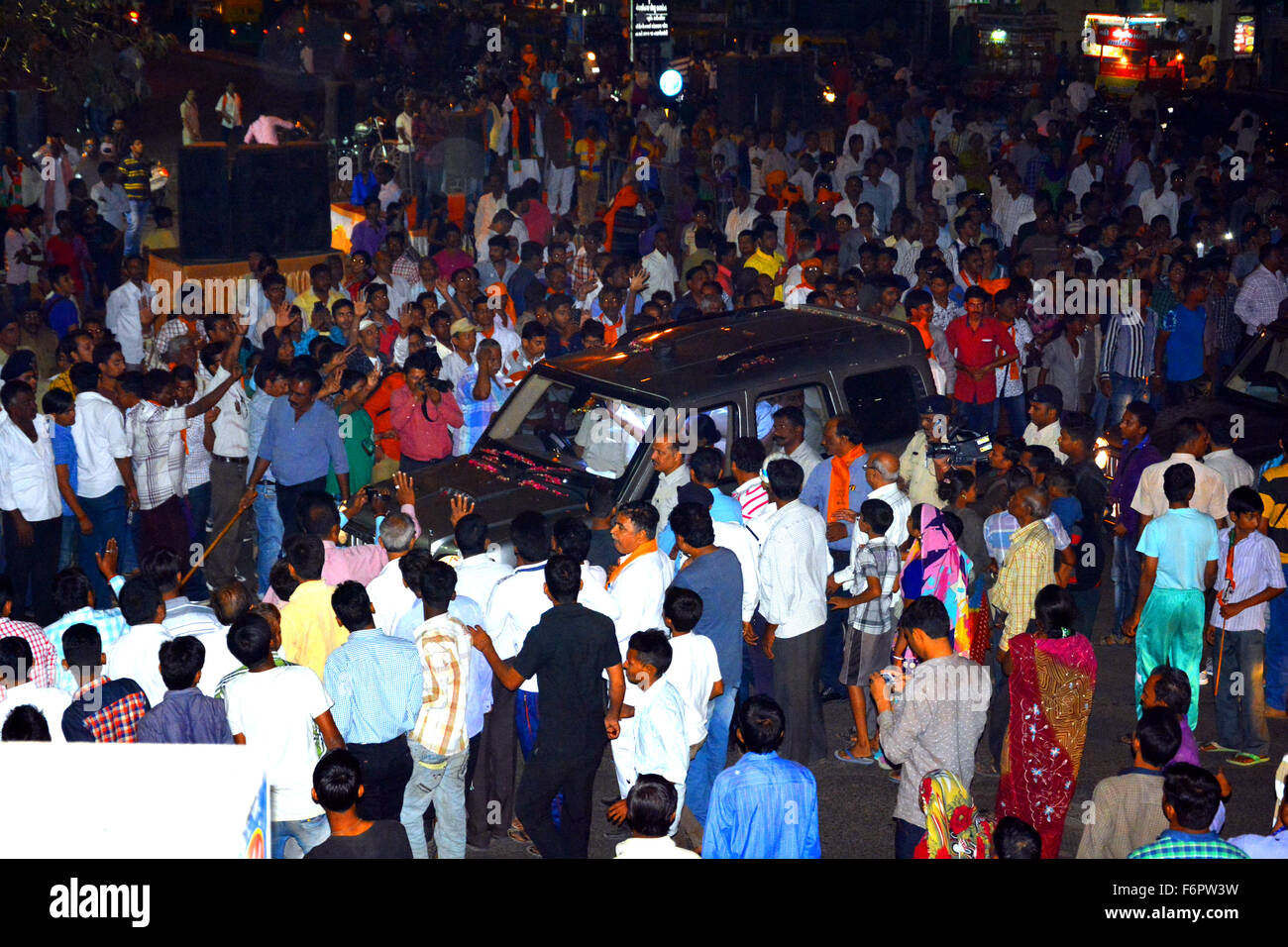 AHMEDABAD, GUJARAT/INDIA - 17 November 2015 : Road show by CM Anandi Patel  in Ahmedabad, India. Stock Photo