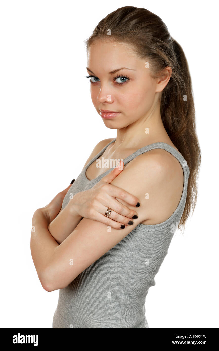 smiling girl isolated on a white background Stock Photo - Alamy