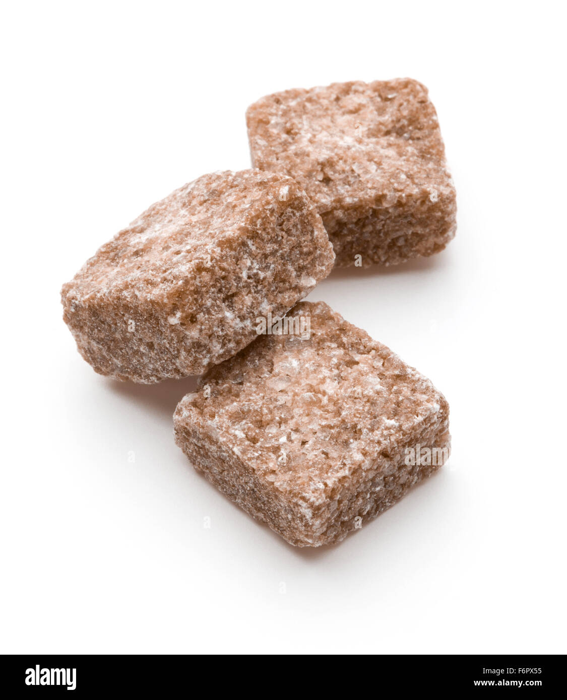 Brown lump cane sugar cube isolated on white background cutout Stock Photo