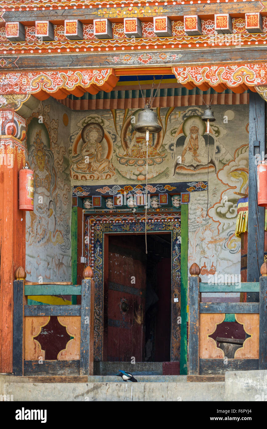 The temple at Ura, Bumthang, Bhutan Stock Photo