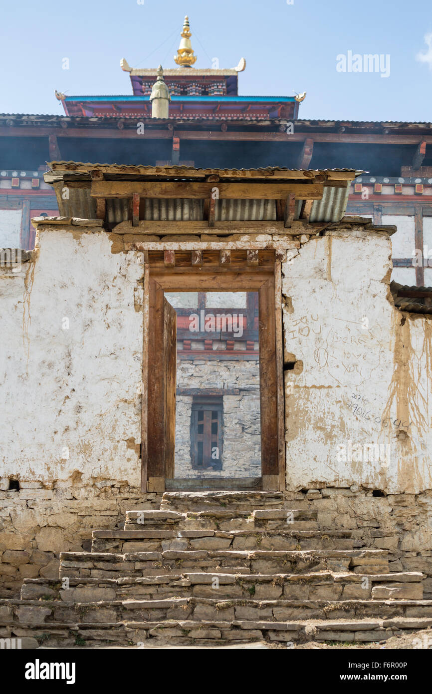 The temple at Ura, Bumthang, Bhutan Stock Photo