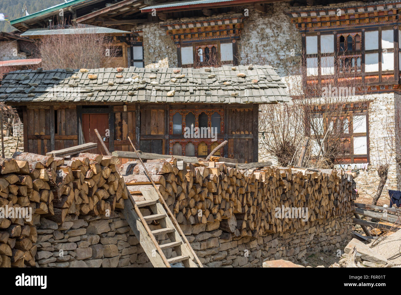 Village of Ura, Bumthang, Bhutan Stock Photo