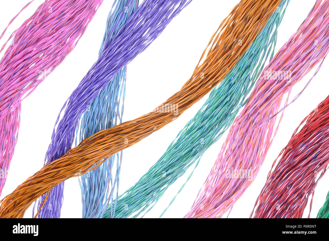 Computer network color wires isolated on white background Stock Photo ...