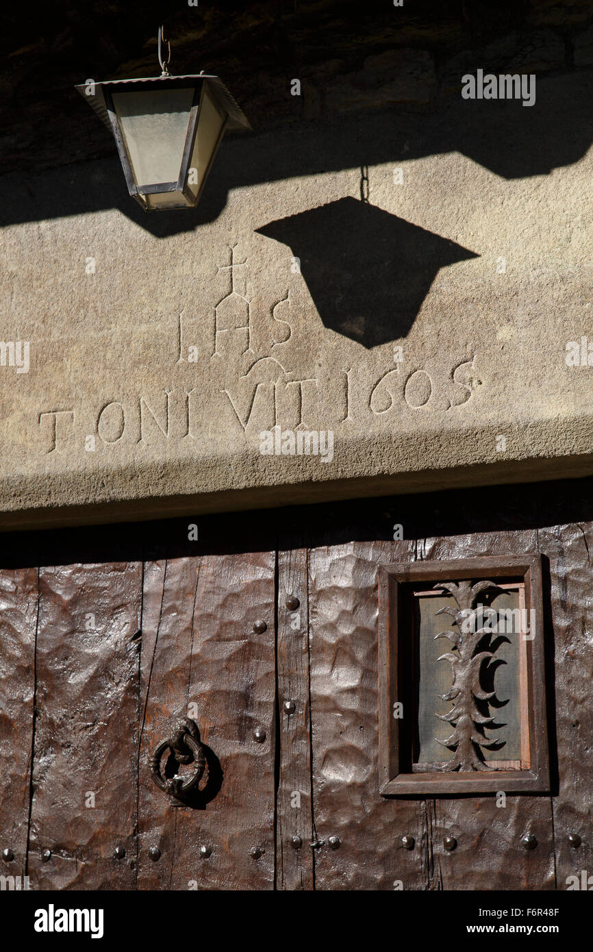 Door in Rupit. Osona Region. Barcelona. Cataluña. Spain. Europe Stock Photo