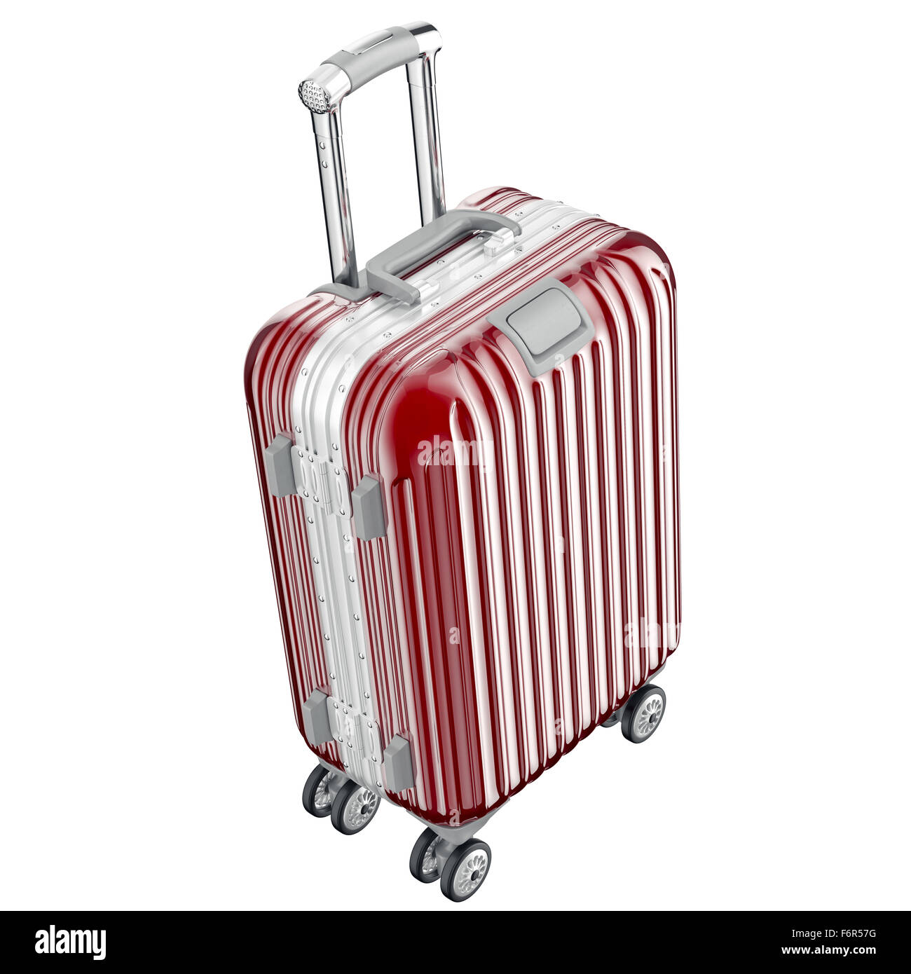 Red luggage on wheels Stock Photo - Alamy