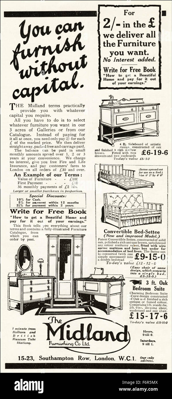 21s advertisement. Advert dated 21 advertising house furniture