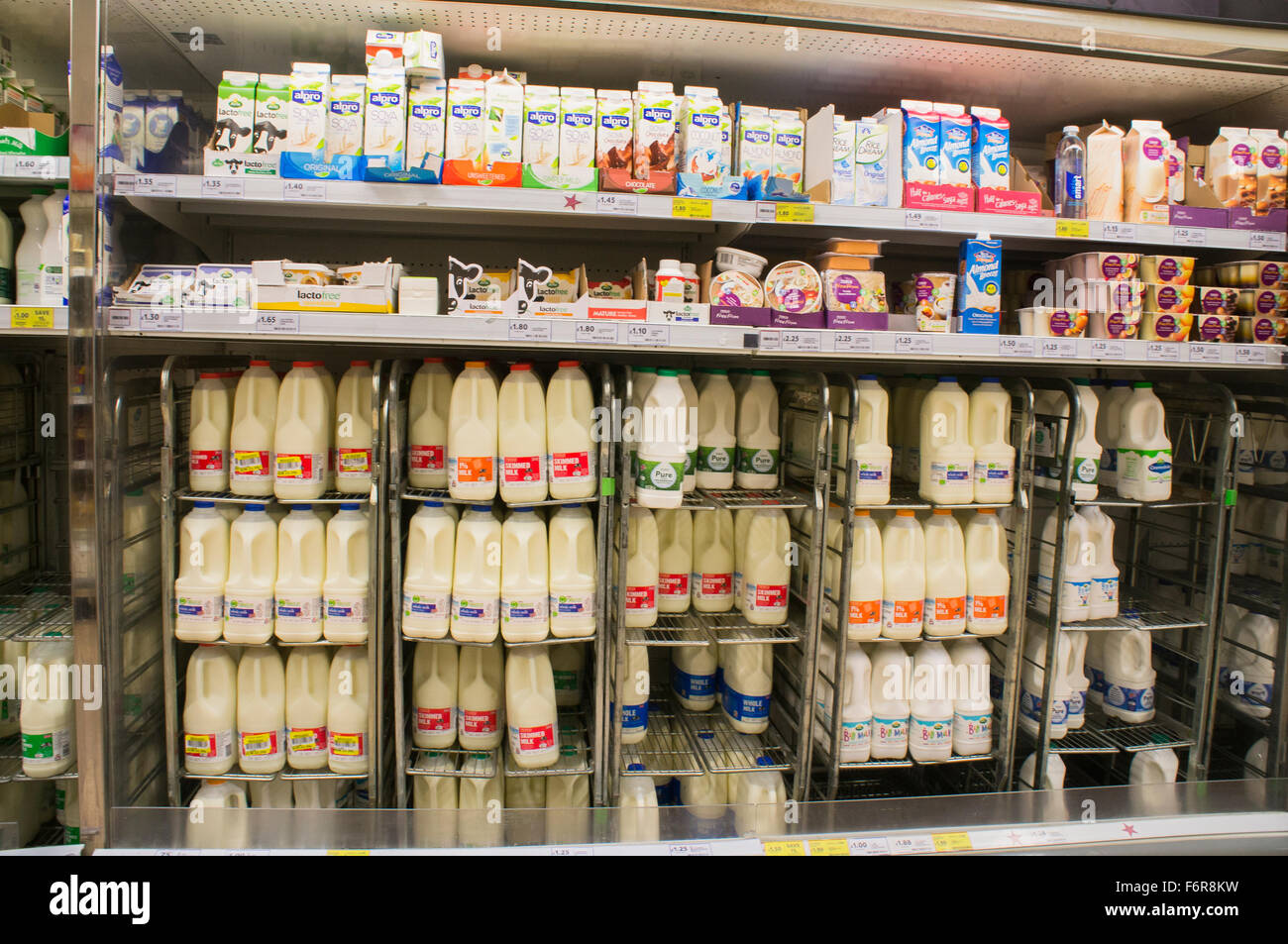 TESCO Shop Shopping Milk Shelf Stock Photo Alamy