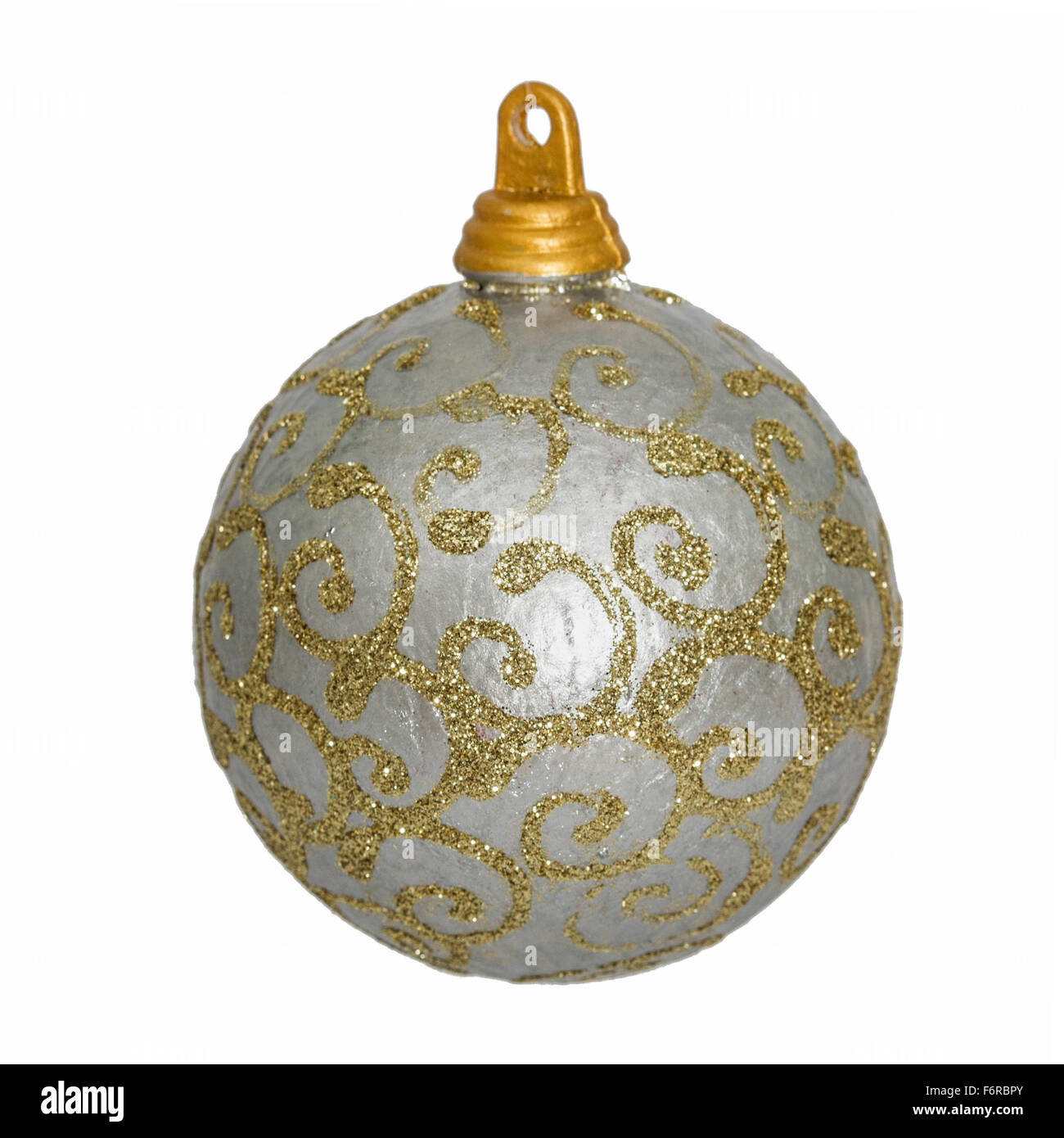Beautiful silver Christmas ball, isolated on white background Stock ...
