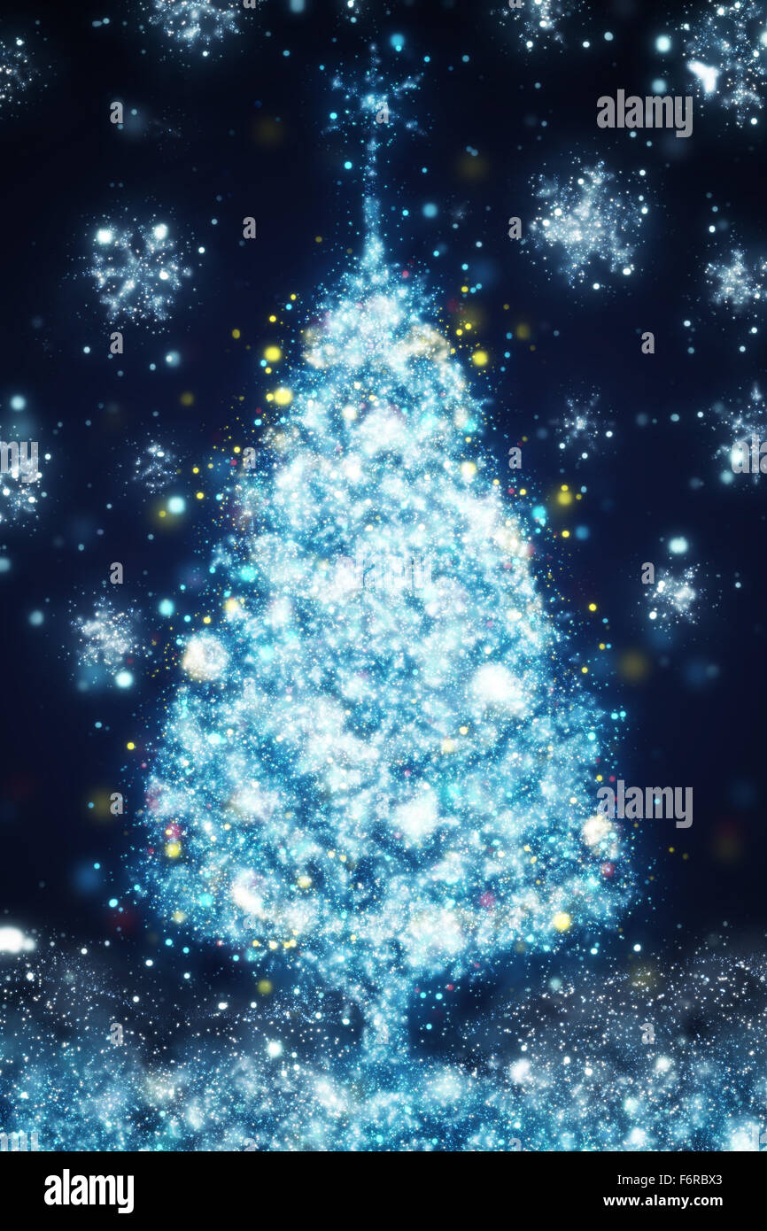 illustration of silver Christmas tree on blue background Stock Photo ...