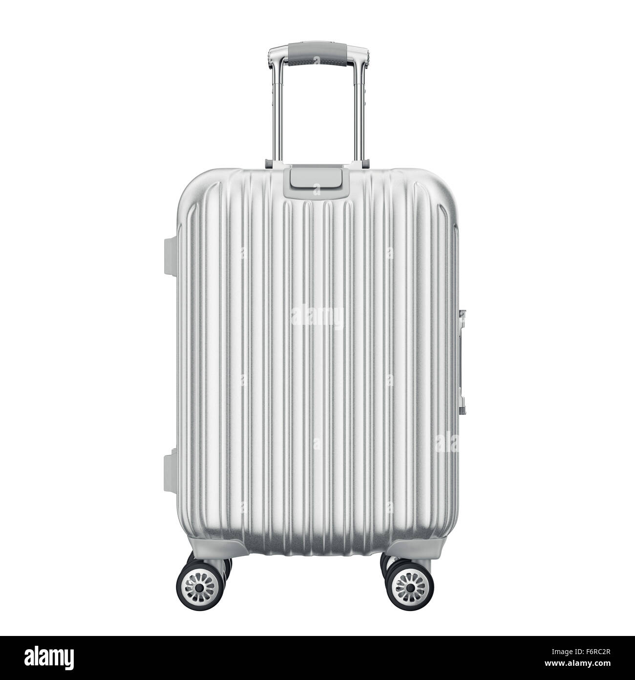 Silver suitcase for travel, front view Stock Photo Alamy