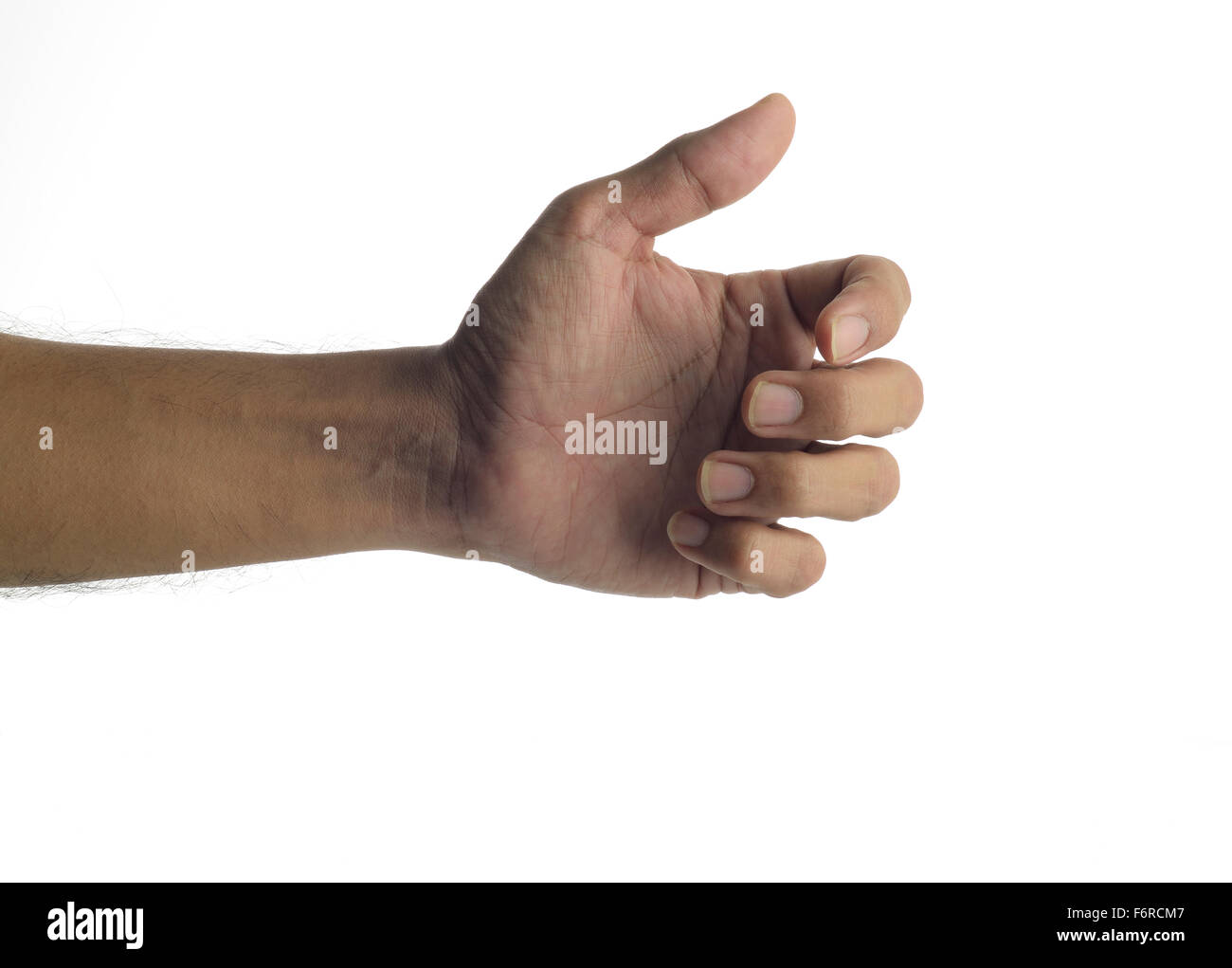 Human Hand holding virtual mobile phone Stock Photo