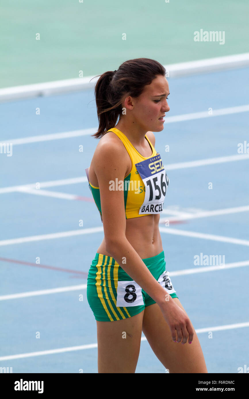 Monique Stander of South Africa,800m,20th World Junior Athletics Championships at the Olympic Stadium ,Barcelona,Spain Stock Photo
