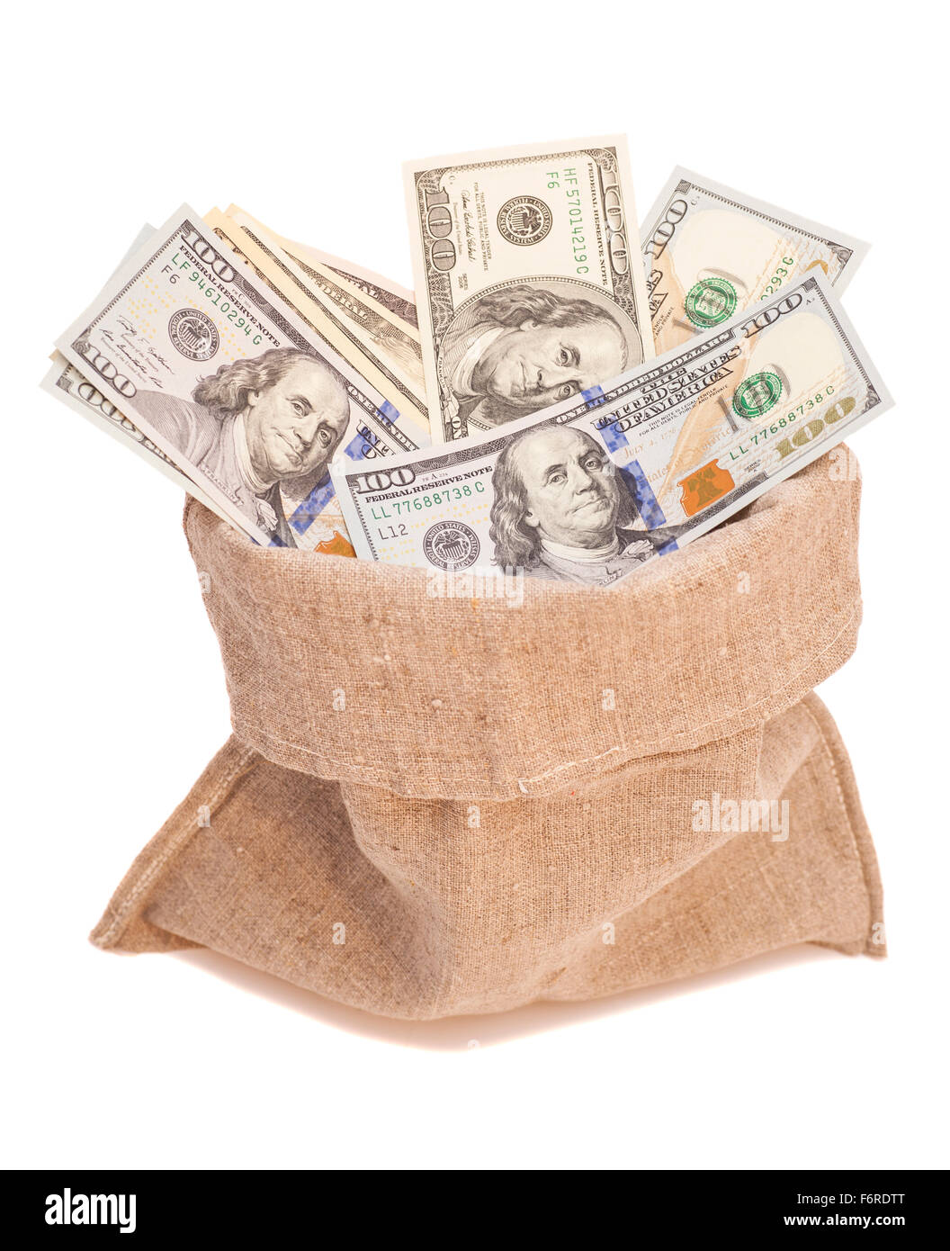money bag with dollars Stock Photo Alamy