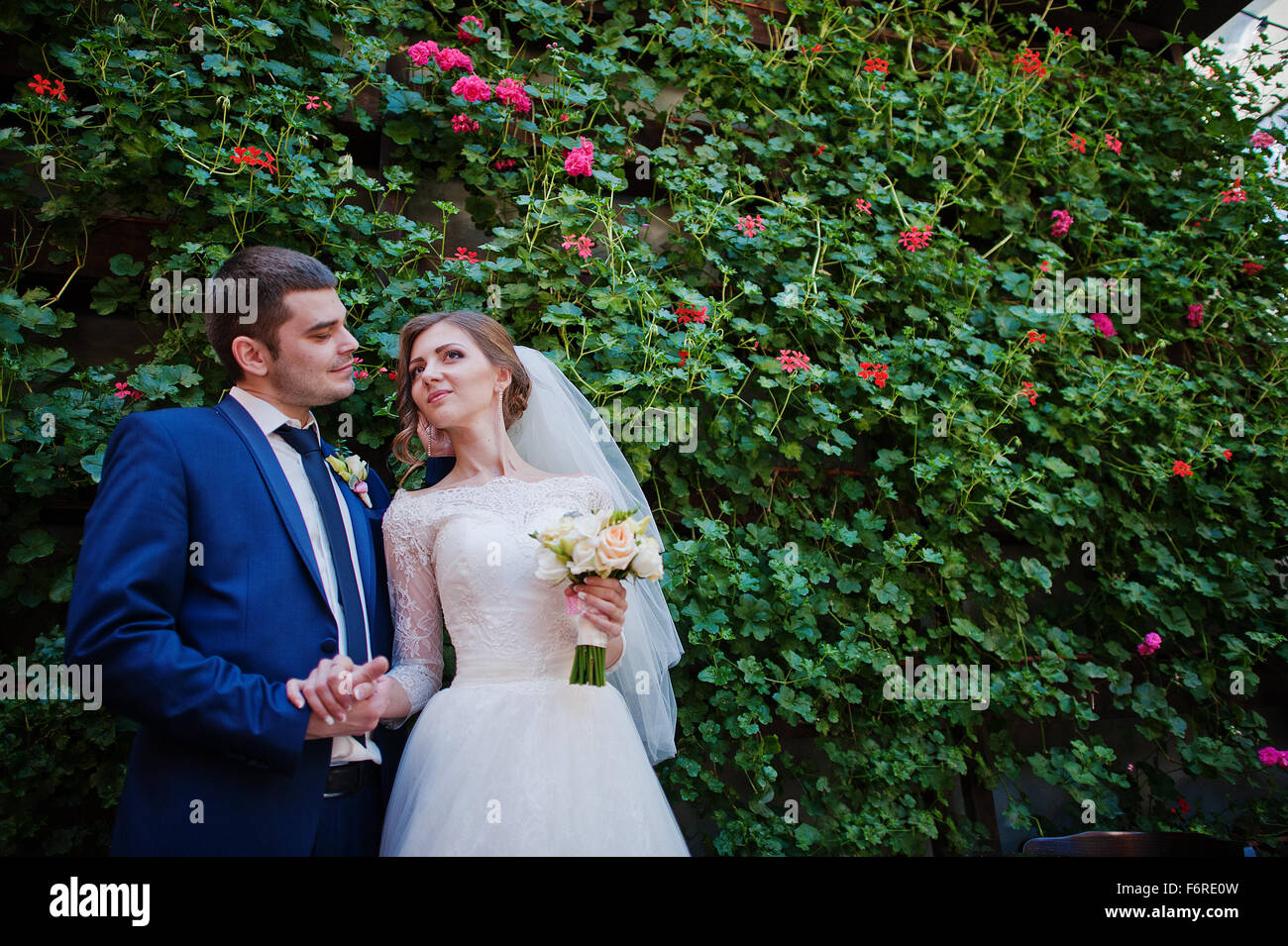Marriage couple background green brush with red roses Stock Photo - Alamy