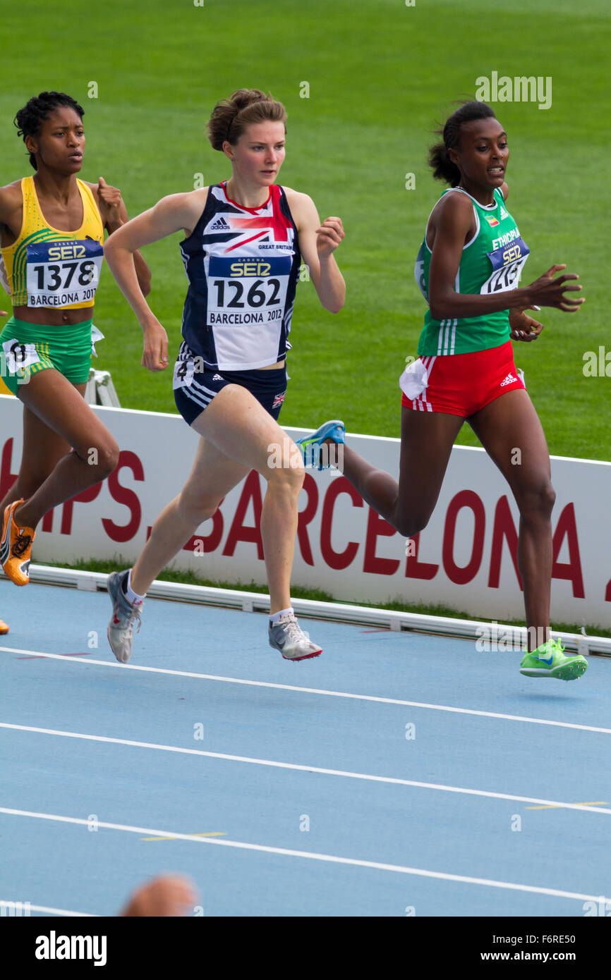 Emily Dudgeon of Great Britain,800 meters,20th World Junior Athletics Championships at the Olympic Stadium,Barcelona,Spain Stock Photo