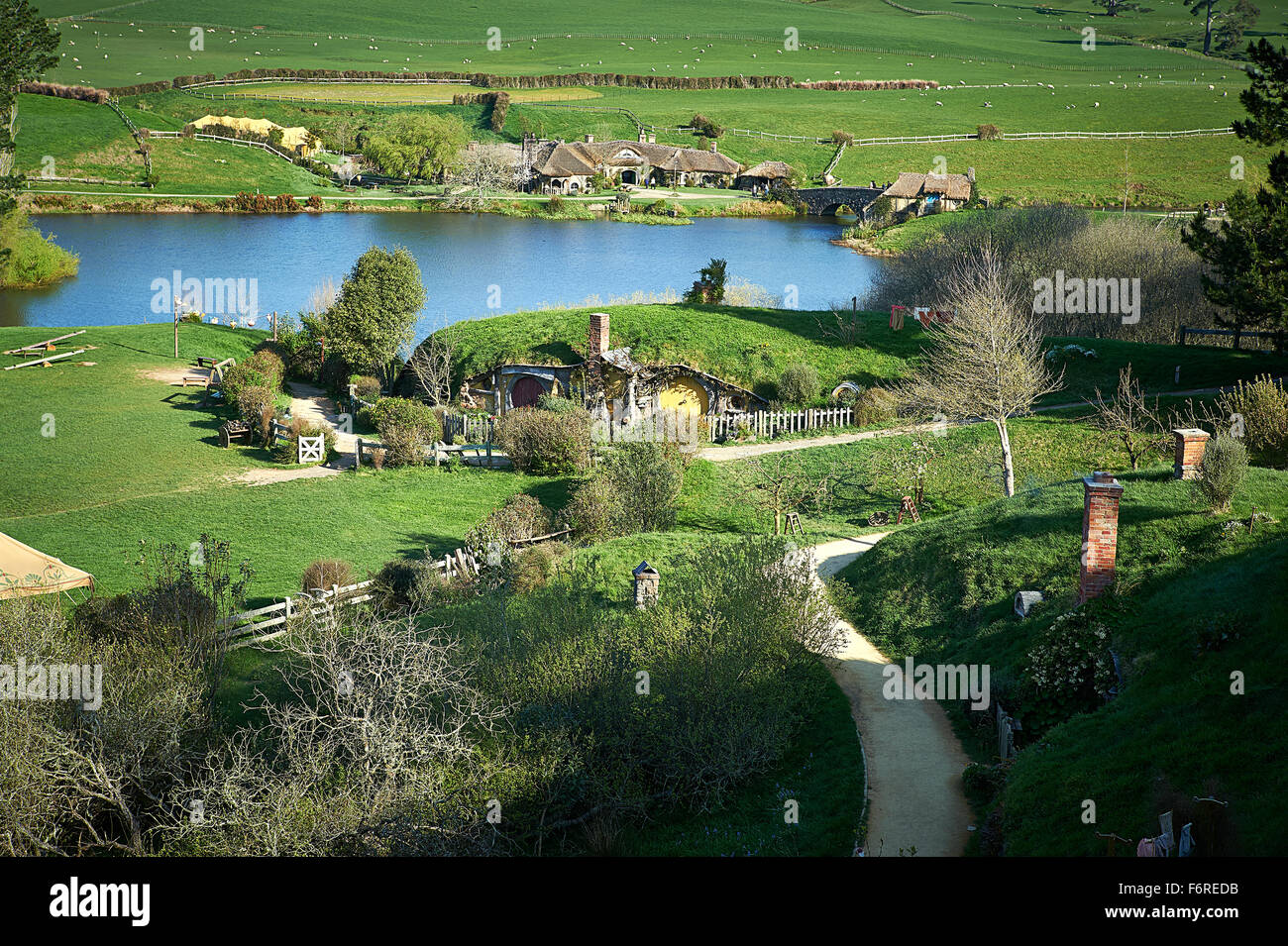View of Hobbiton from Bag End Stock Photo Alamy