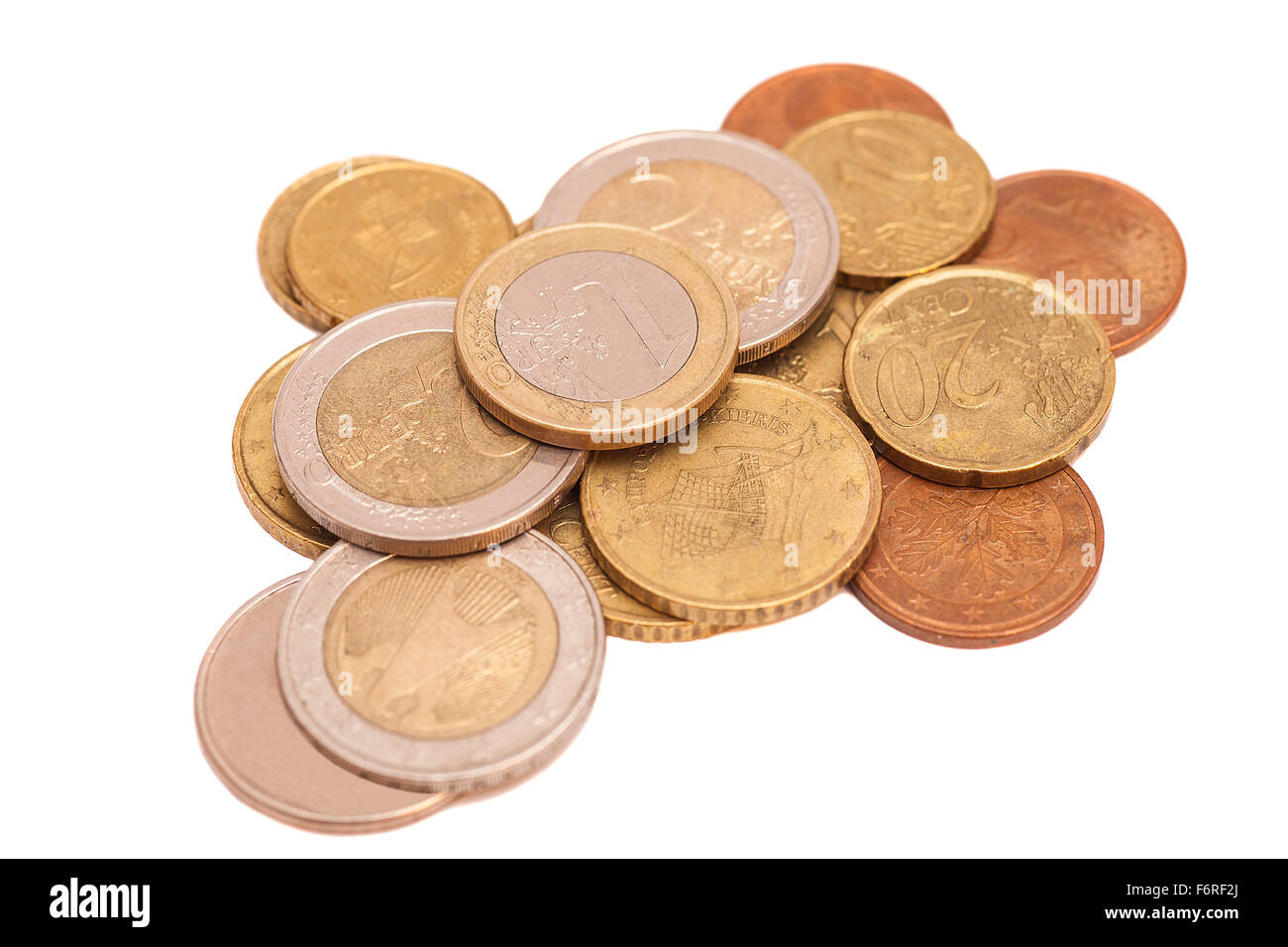 Euro coins isolated on white background Stock Photo - Alamy