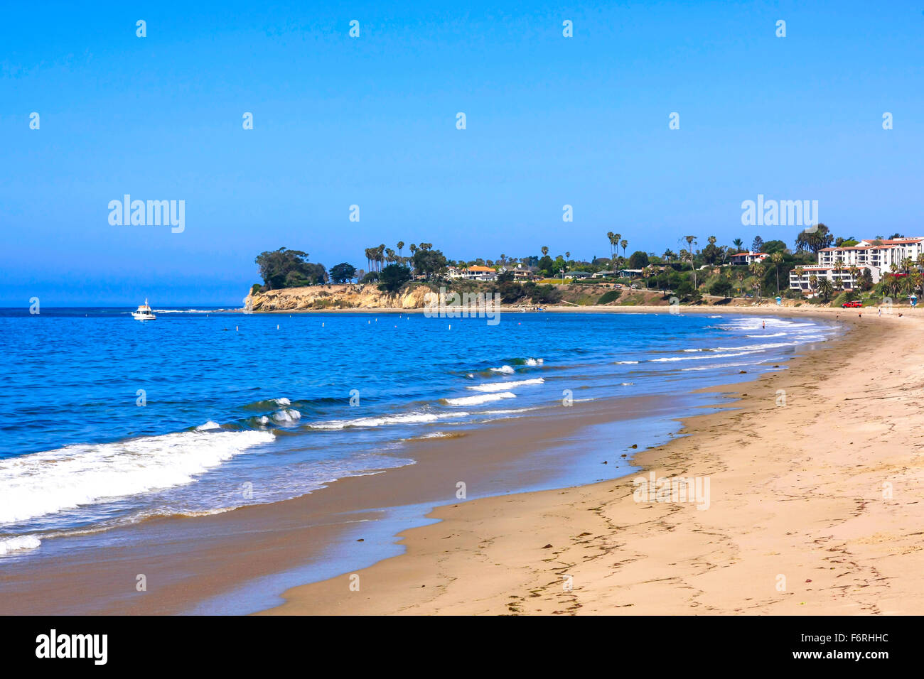 Santa Barbara Shoreline beach looking North towards Shoreline Park Stock Photo