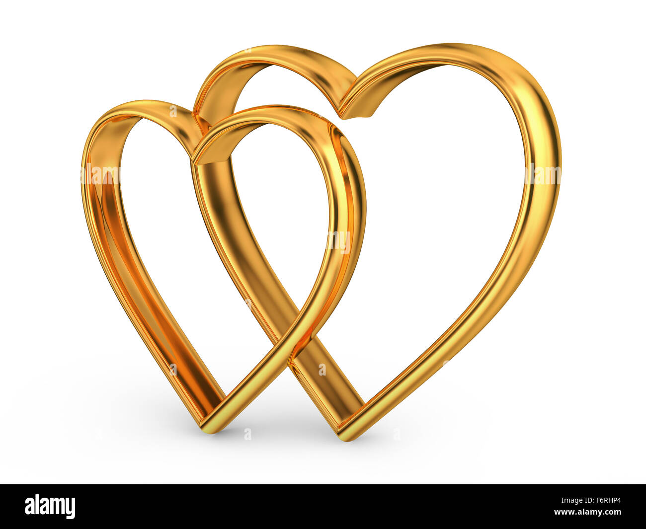 a heart of gold on a white background Stock Photo