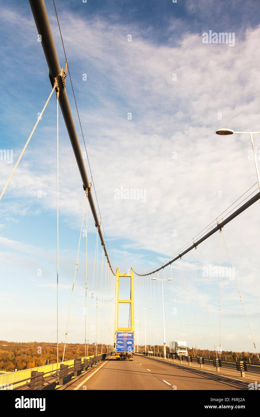 The Humber Bridge, the fifth-largest single-span suspension bridge in the world Humberside UK England British bridges Stock Photo