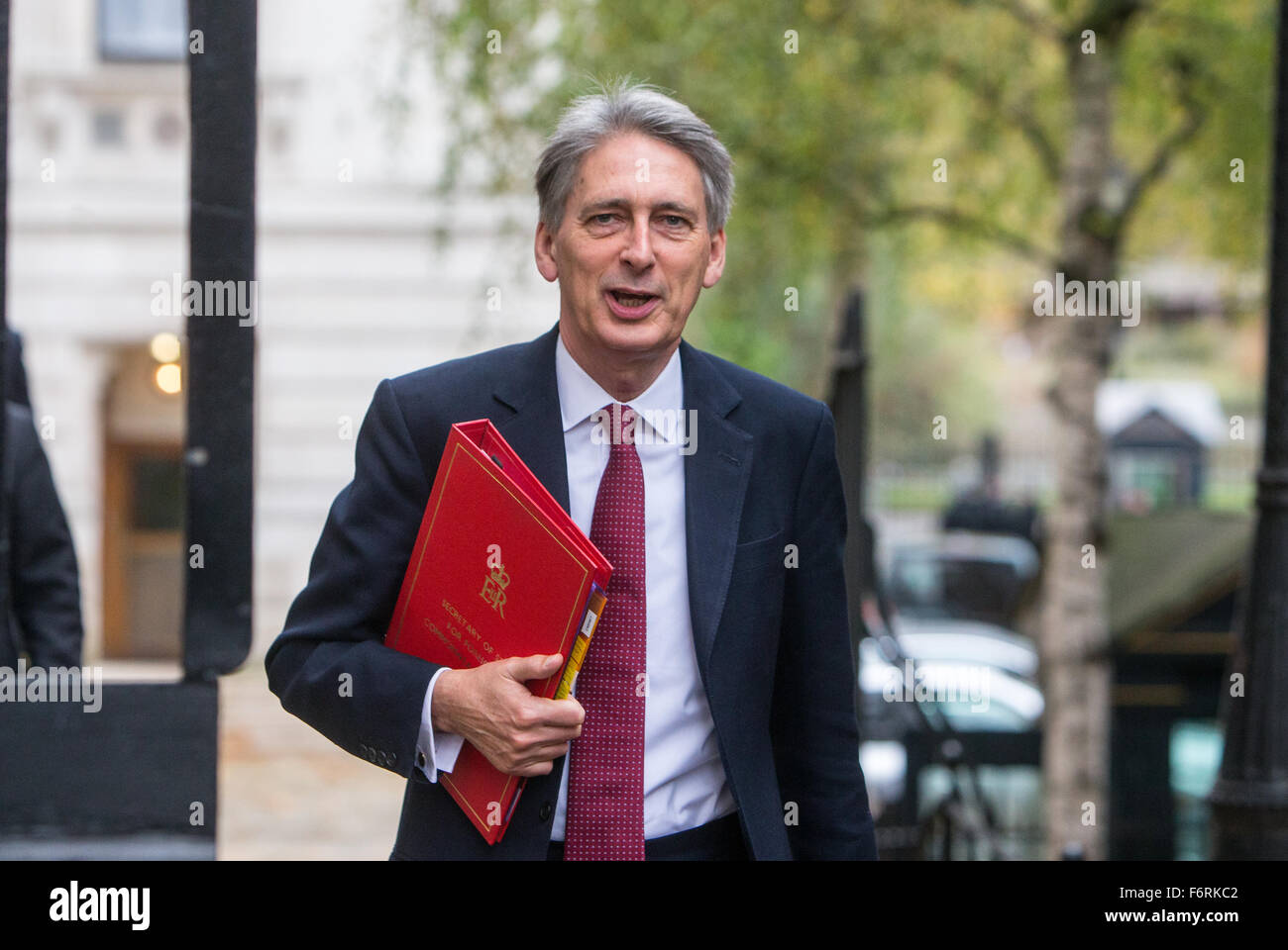 Philip Hammond,Secretary of State for Foreign and Commonwealth Affairs,arrives at Downing Street for a Cabinet meeting. Stock Photo