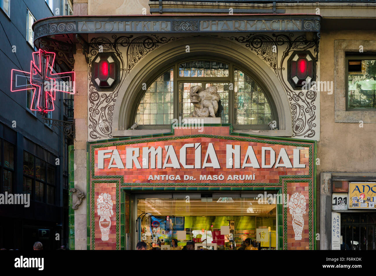 An art nouveau shop front on Les Rambles in Barcelona. Stock Photo