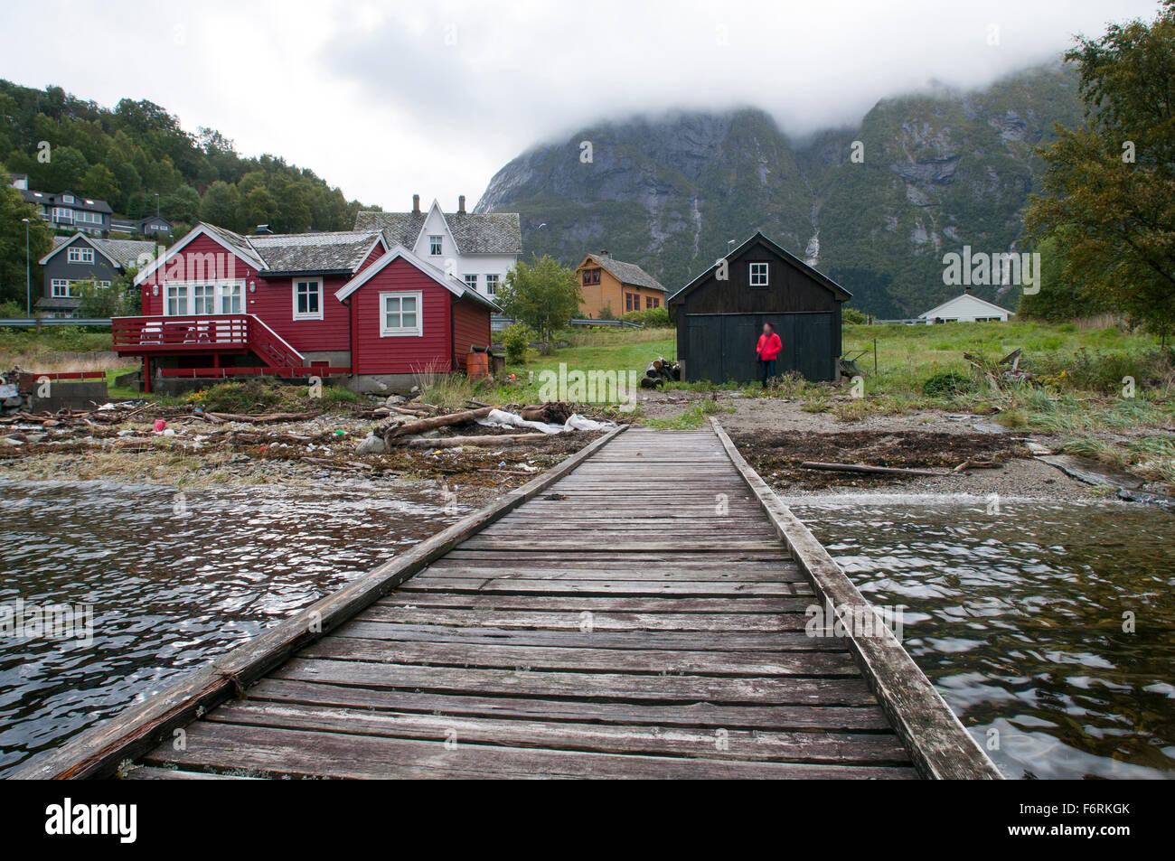 red house Norway, Geiranger fjord Stock Photo Alamy