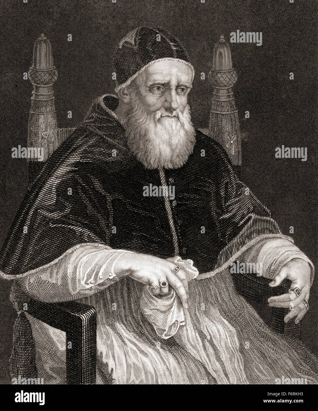 Pope Julius II, 1443 – 1513, nicknamed 'The Fearsome Pope' and 'The Warrior Pope', born Giuliano della Rovere. Stock Photo