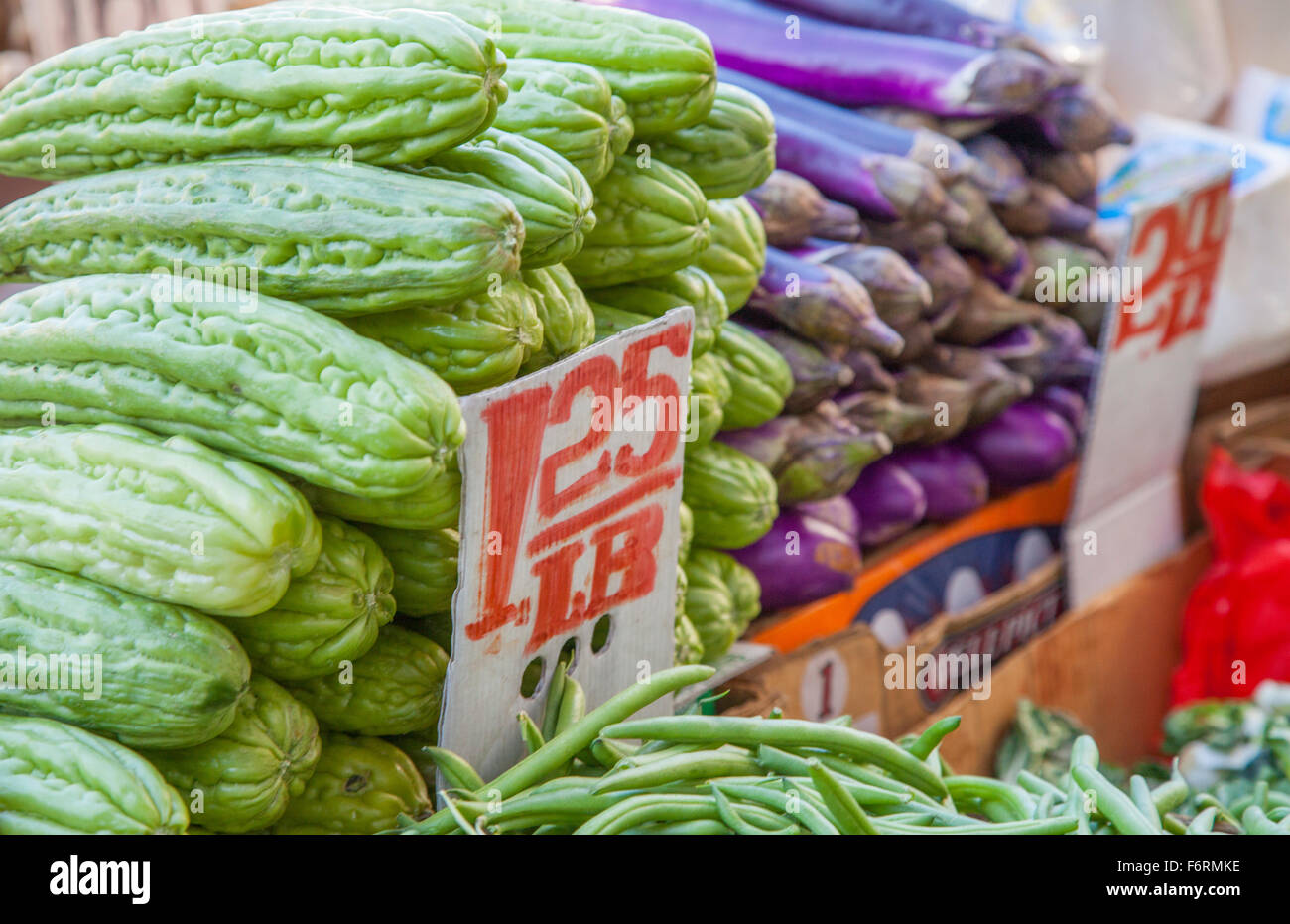 Chinatown Manhattan Fruit and Vegetable stand or street market on busy